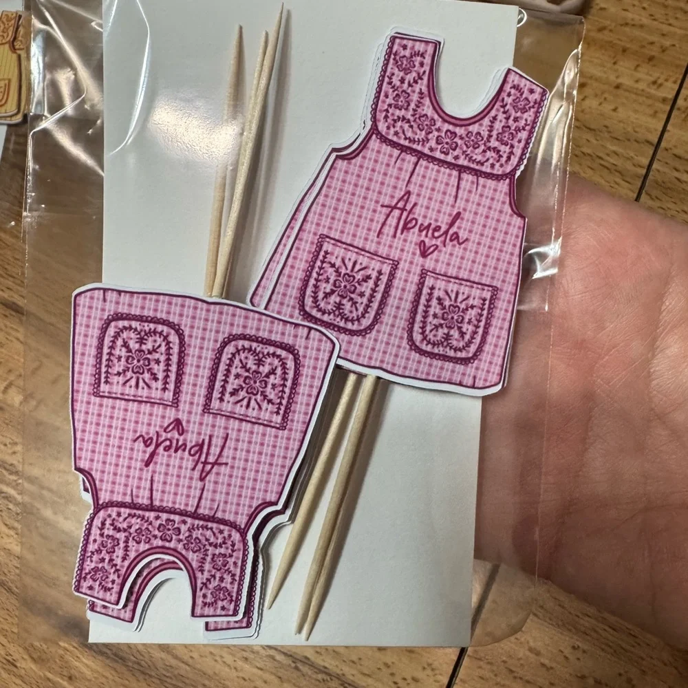 Abuela grandma pink Apron Cupcake Toppers